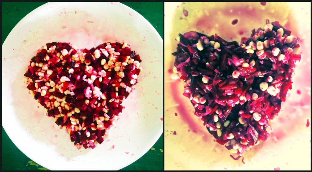 Salads plated in the shape of hearts...  Photo: NESFAS/ Rahul Antao