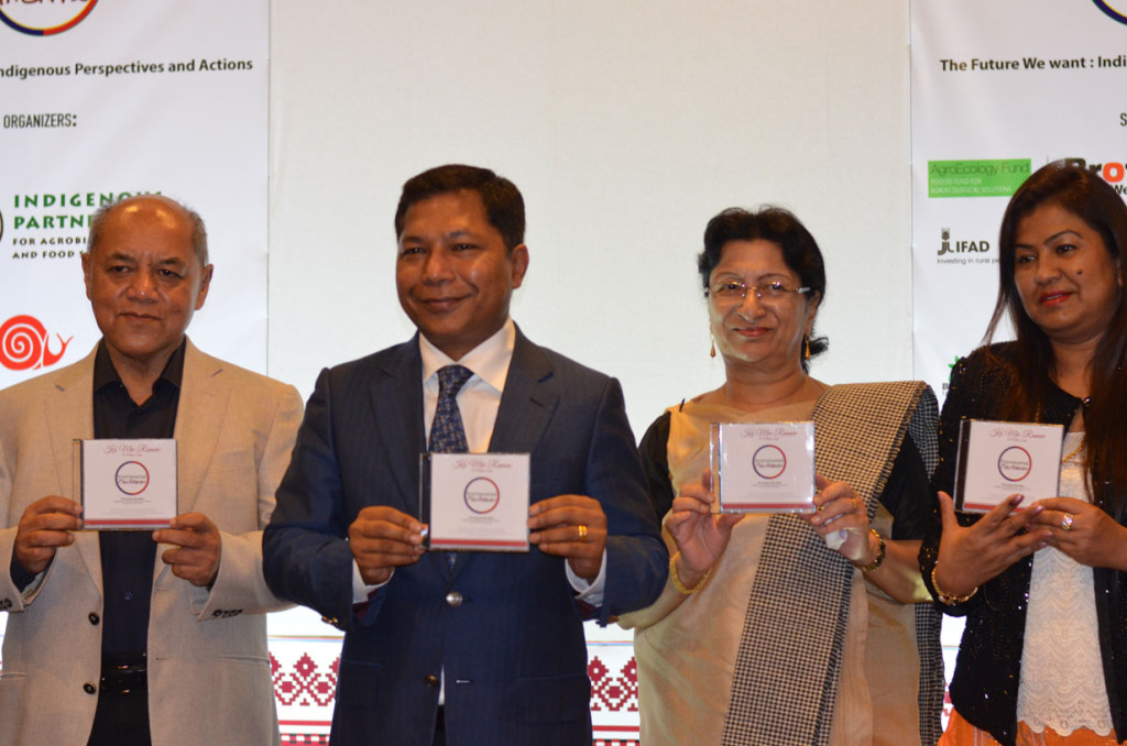 Hon'ble Chief Minister Dr. Mukul Sangmal along with other dignitaries releasing the ITM 2015 Theme Song.