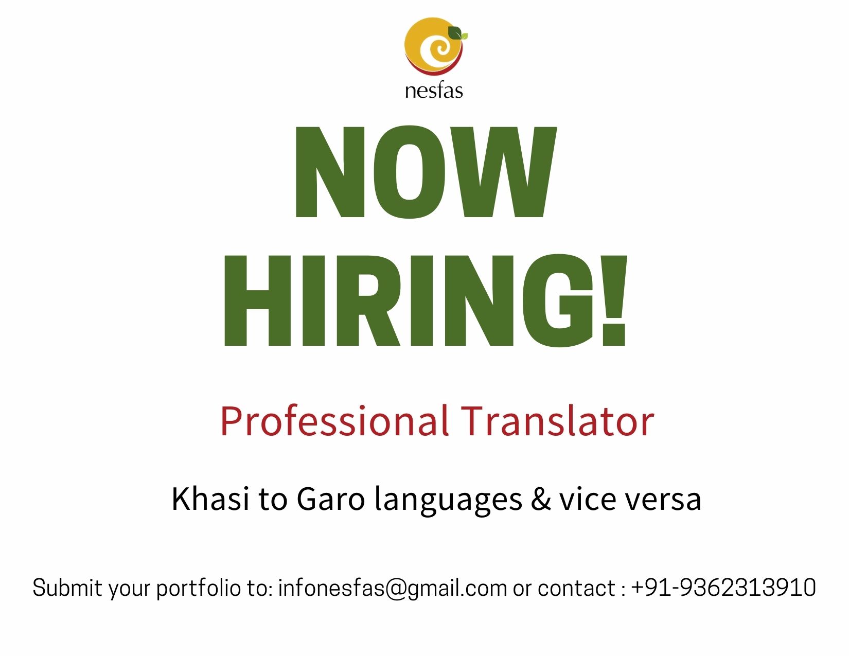 Read more about the article We Are Hiring A Professional Translator – Khasi to Garo Languages and Vice Versa