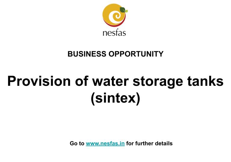 Read more about the article Business Opportunity: Provision of water storage tanks (sintex)